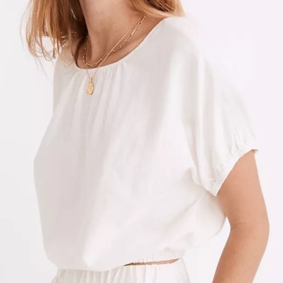 Madewell Tops - MADEWELL Linen- Blend Michele Bubble Backless Top